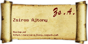 Zsiros Ajtony névjegykártya